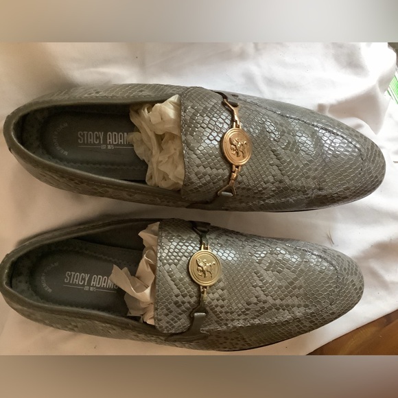 Stacy Adams Size 9M Men’s Gray Cow Leather Loafers Dress Shoes - Picture 2 of 9